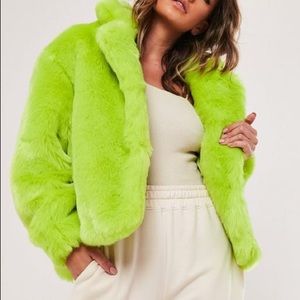 Lime green faux fur WORN ONCE!